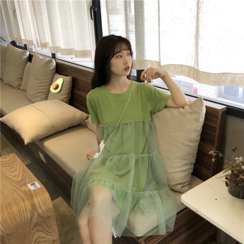 Summer Office Beach Round Neck Mesh Stitching Dress Women's Kawaii Lovely Dresses Ins Female Sweet Harajuku Clothes For Women
Summer Office Beach Round Neck Mesh Stitching Dress Women's Kawaii Lovely Dresses Ins Female Sweet Harajuku Clothes For Women
