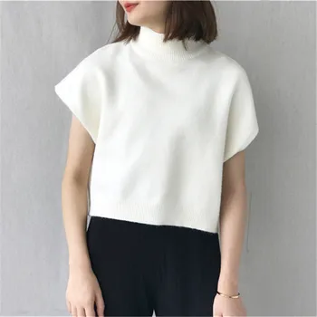 Solid Color Sleeveless Sweater Pullovers Female OL 2019 New Autumn Korean Style Women Half Turtleneck Knit Sweater Top NS1292
Solid Color Sleeveless Sweater Pullovers Female OL 2019 New Autumn Korean Style Women Half Turtleneck Knit Sweater Top NS1292