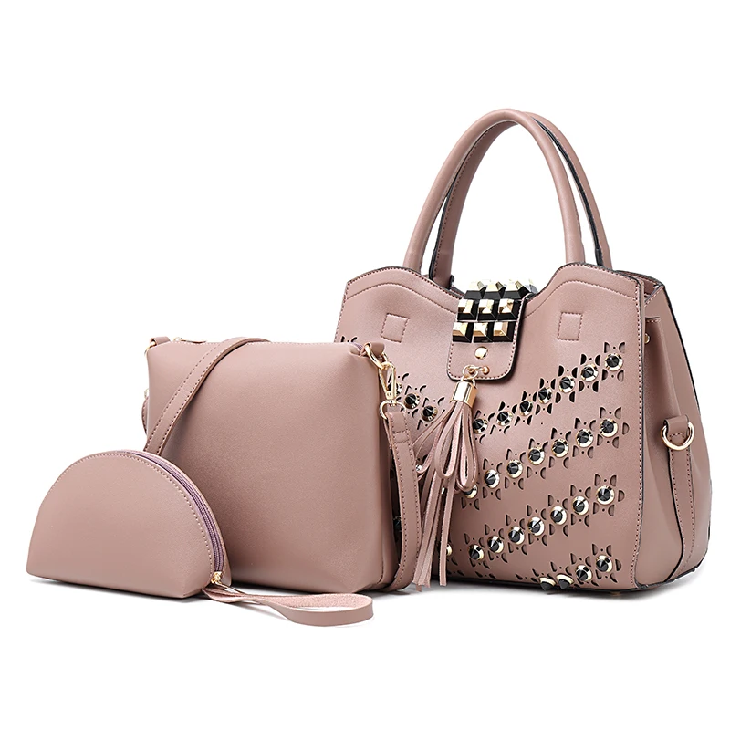 New Women Bag Composite Handbags with Tassel and Rivet 3PCS/Set Female Shoulder Bags Vintage Brand Designer Ladies Casual Tote
New Women Bag Composite Handbags with Tassel and Rivet 3PCS/Set Female Shoulder Bags Vintage Brand Designer Ladies Casual Tote
