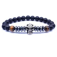 2019 New Design Men Jewelry Skull Charm Bracelet 8mm Black Stone With Hematite Spacer beads Bracelet for Men Armband Heren
2019 New Design Men Jewelry Skull Charm Bracelet 8mm Black Stone With Hematite Spacer beads Bracelet for Men Armband Heren