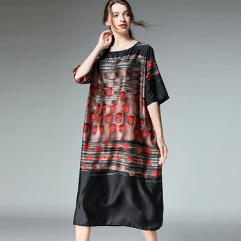 New2019 Summer fashion women elegant satin printed long dress Plus Size loose fit plus size dress female casual longos vestidos
New2019 Summer fashion women elegant satin printed long dress Plus Size loose fit plus size dress female casual longos vestidos