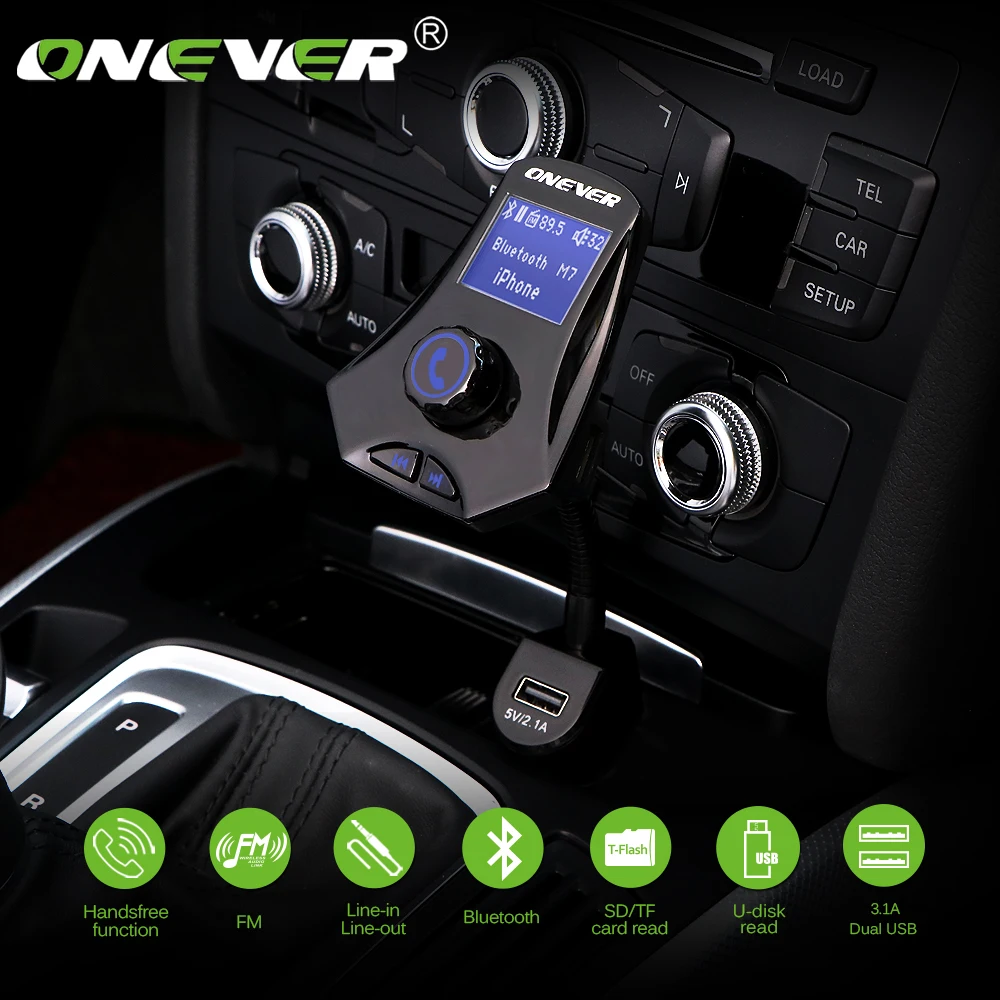 ONEVER Car Charger Built-in 3 USB Port with FM Transmitter Bluetooth Car Kit Music Player Modulator Support U Disk/TF Card
ONEVER Car Charger Built-in 3 USB Port with FM Transmitter Bluetooth Car Kit Music Player Modulator Support U Disk/TF Card
