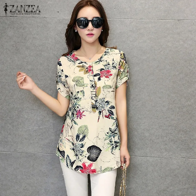 ZANZEA Women Blouses 2019 Summer Vintage Floral Print Blusas Shirts O Neck Roll Up Short Sleeve Casual Loose Tee Tops Plus Size
ZANZEA Women Blouses 2019 Summer Vintage Floral Print Blusas Shirts O Neck Roll Up Short Sleeve Casual Loose Tee Tops Plus Size