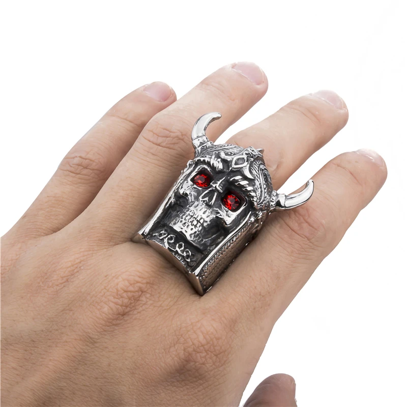 Acier inoxydable Skull Ring Men Ring Punk Biker Bijoux Cadeau Taille 8-13