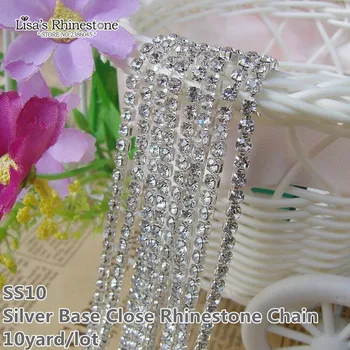 New Chance Deal Wholesale Prices 10yards Silver Base Close Chain ss10 about 2.8mm clear crystal white rhinesetone chain 150010-2
New Chance Deal Wholesale Prices 10yards Silver Base Close Chain ss10 about 2.8mm clear crystal white rhinesetone chain 150010-2
