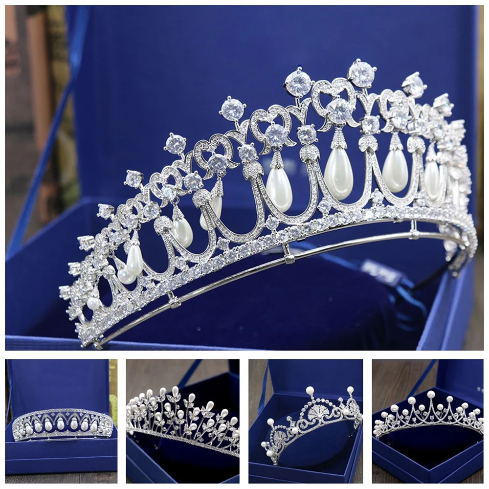 AAA Cubic Zirconia Princess Tiara Crown Bridal Wedding Hair Jewelry Simulated Pearls Zircon CZ Stone Headband Engagement Coronet
AAA Cubic Zirconia Princess Tiara Crown Bridal Wedding Hair Jewelry Simulated Pearls Zircon CZ Stone Headband Engagement Coronet