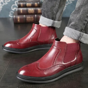 new arrival mens chelsea boots vintage carved brogue ankle boot soft leather bullock shoes slip-on botas hombre zapatos schoenen
new arrival mens chelsea boots vintage carved brogue ankle boot soft leather bullock shoes slip-on botas hombre zapatos schoenen
