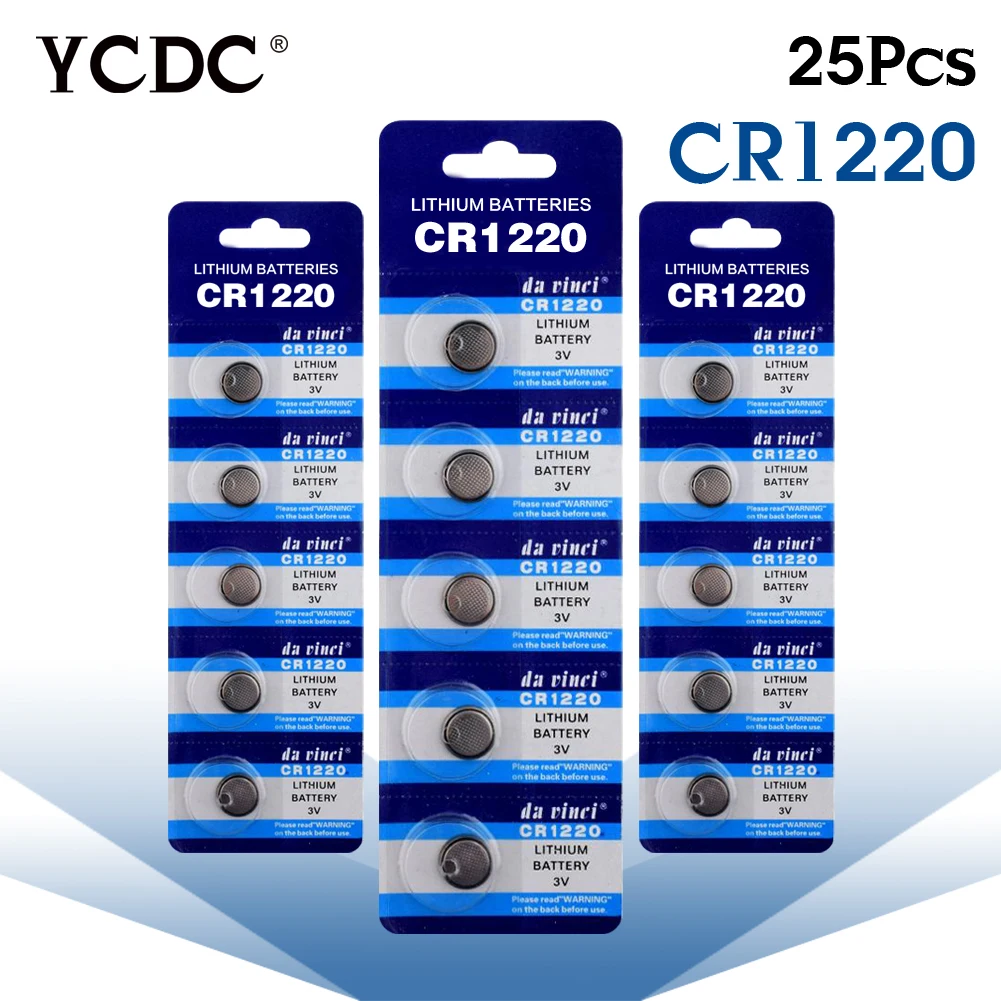 Cheap 25Pcs pile 3V Lithium Button Coin Cells Batteries CR1220 BR1220 DL1220 ECR1220 LM1220 excellent continuous power
Cheap 25Pcs pile 3V Lithium Button Coin Cells Batteries CR1220 BR1220 DL1220 ECR1220 LM1220 excellent continuous power