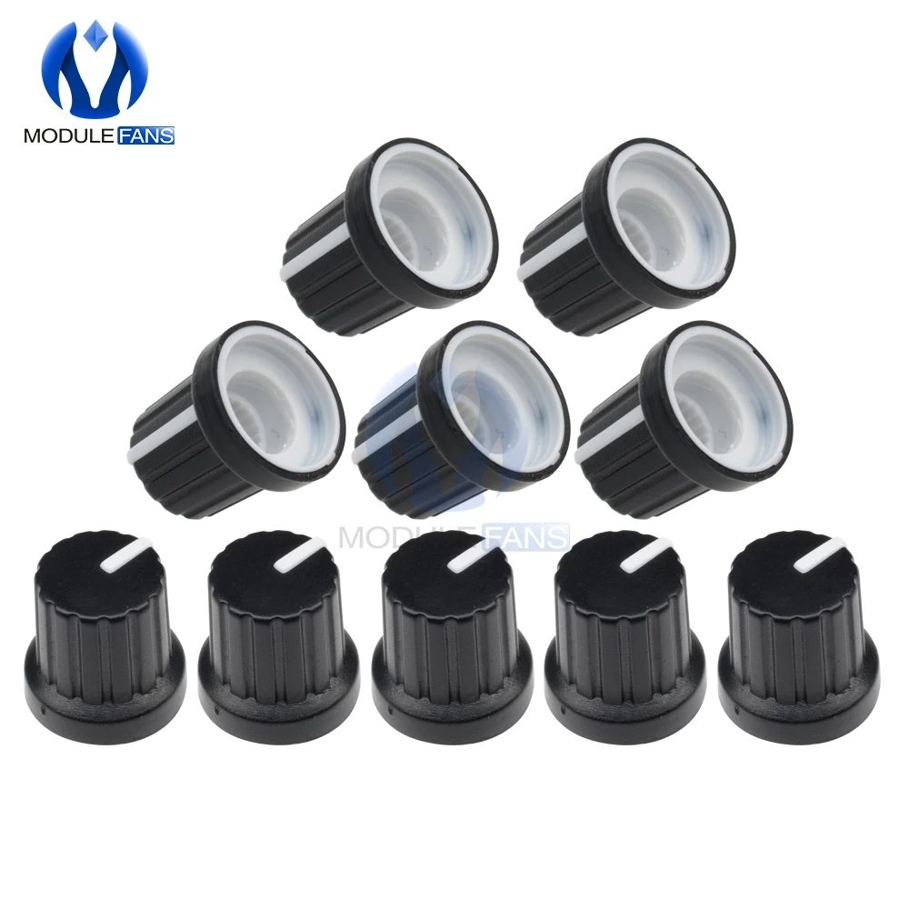 

5PCS 6mm WH148 Potentiometer Control Knobs Caps Knobs Dia Shaft Hole With Plastic Insert Fit 1/4" Shaft Potentiometers