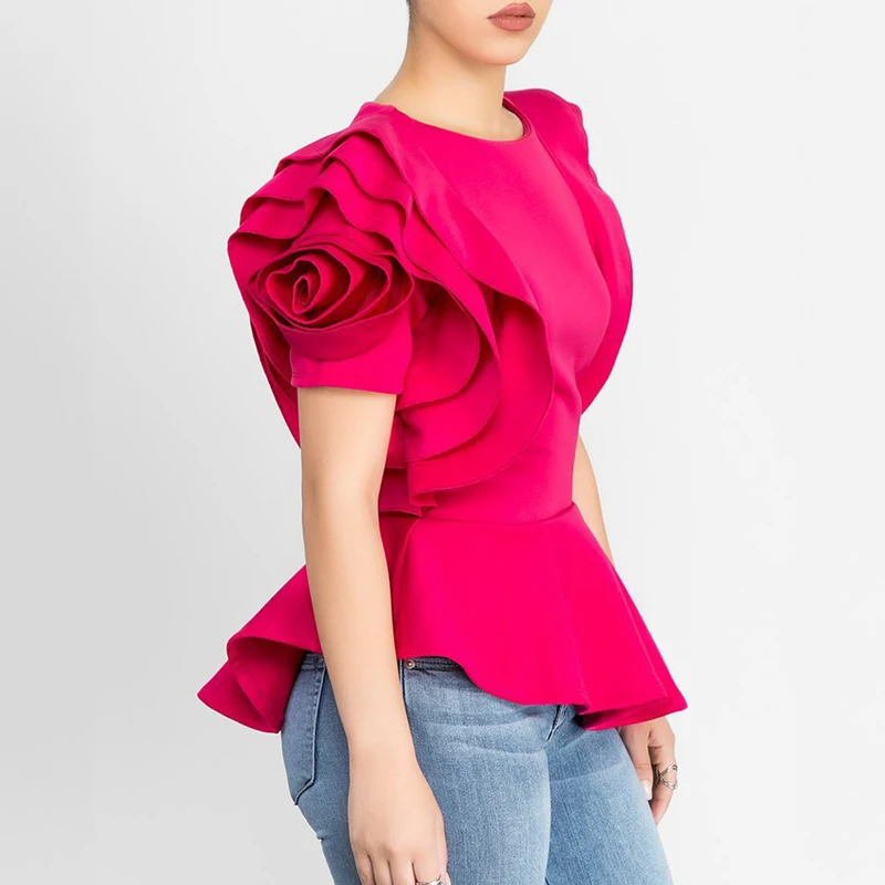 2019 New Spring Summer Fashion Elegant Women O-Neck Sexy Peplum Ruffles Sleeve Asymmetric Hem Slim Party Wear Tops Blouse Female
2019 New Spring Summer Fashion Elegant Women O-Neck Sexy Peplum Ruffles Sleeve Asymmetric Hem Slim Party Wear Tops Blouse Female