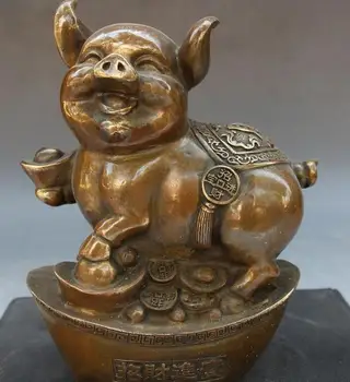 9" China Fengshui Bronze Wealth Yuanbao Zodiac Year Foo Fu Pig Hog Animal Statue
9" China Fengshui Bronze Wealth Yuanbao Zodiac Year Foo Fu Pig Hog Animal Statue