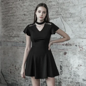 PUNK RAVE New Summer Girls Black Gothic Dress Female Slim Fit Short A-line Pleated Dress
PUNK RAVE New Summer Girls Black Gothic Dress Female Slim Fit Short A-line Pleated Dress
