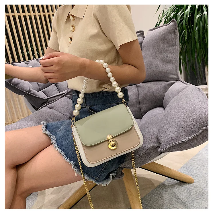 Vintage Panelled Women Handbags Pearls Handle Flip Small Flap Bags For Woman Shoulder Bags Pu Leather Women Crossbody Bags 2019
Vintage Panelled Women Handbags Pearls Handle Flip Small Flap Bags For Woman Shoulder Bags Pu Leather Women Crossbody Bags 2019