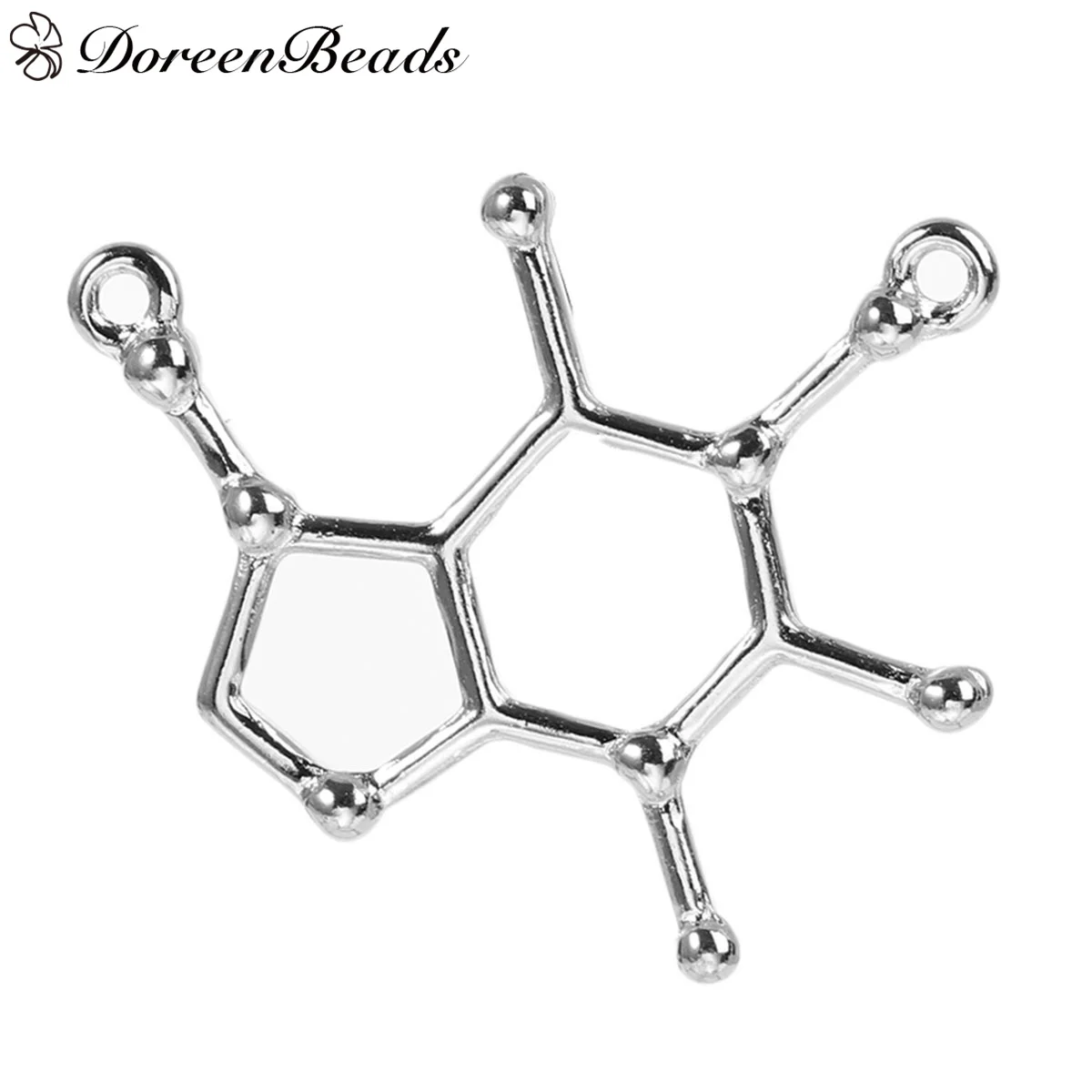Caffeine Molecule Chemistry Science Connectors Findings Silver Tone 27mm(1 1/8")x 23mm(7/8"), 10 PCs 2016 new
Caffeine Molecule Chemistry Science Connectors Findings Silver Tone 27mm(1 1/8")x 23mm(7/8"), 10 PCs 2016 new