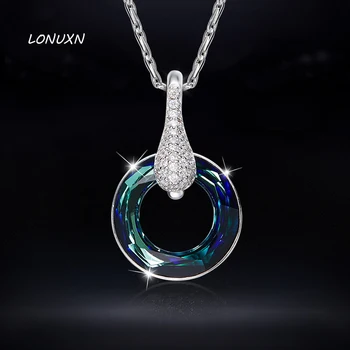 high quality circle hollow 2.4*1.5cm Europe 925 Sterling Silver Necklace with blue crystal pendant women jewelry lovers gift
high quality circle hollow 2.4*1.5cm Europe 925 Sterling Silver Necklace with blue crystal pendant women jewelry lovers gift
