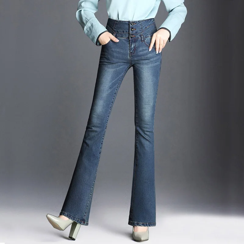 Female stretchy flared jeans women beautiful fashion jeans for autumn slim high waist bootleg black blue S to 5XL trousers
Female stretchy flared jeans women beautiful fashion jeans for autumn slim high waist bootleg black blue S to 5XL trousers