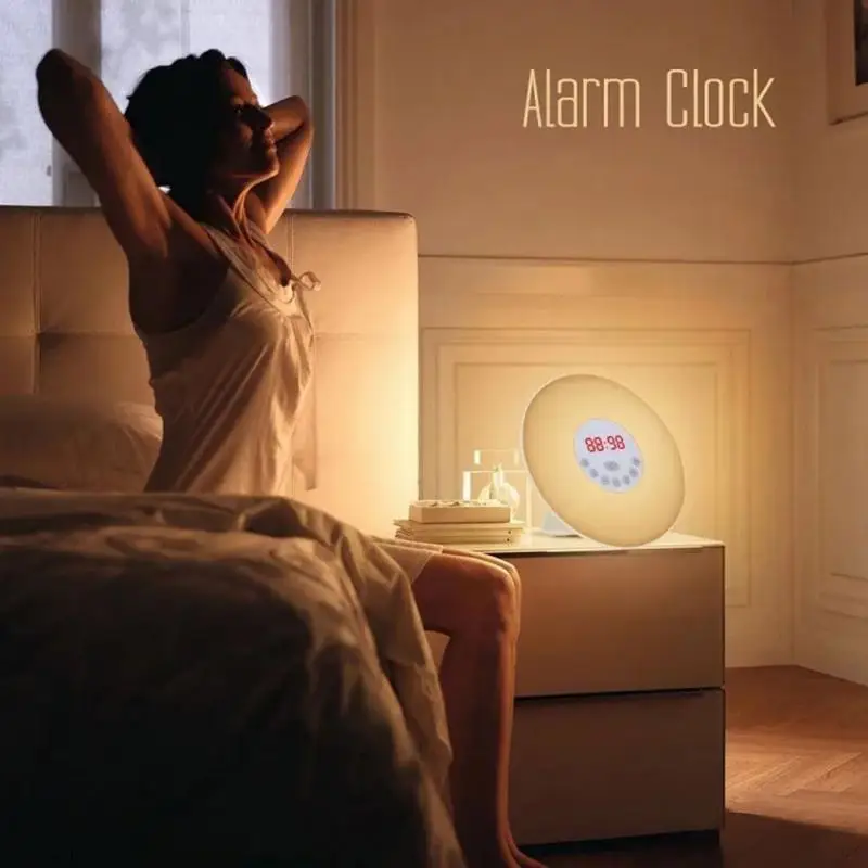 Touch Sensing Digital Alarm Clock LED Sunrise Sunset Wake Up Light with FM Radio 7 Colors Sounds Function Snooze Clock
Touch Sensing Digital Alarm Clock LED Sunrise Sunset Wake Up Light with FM Radio 7 Colors Sounds Function Snooze Clock
