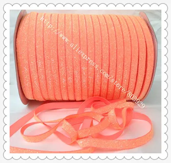 

(50yards/lot) Non - stretch 1.5" Frosted Neon Orange Glitter Ribbon