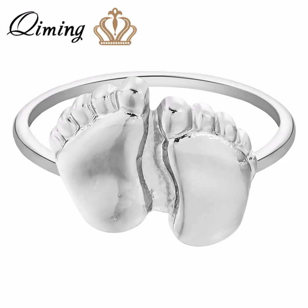 QIMING Lovely Baby Feet Cute Rings For Women Gold Silver Wholesale Jewelry Accessories Cheap Ring Statement Girls Gift
QIMING Lovely Baby Feet Cute Rings For Women Gold Silver Wholesale Jewelry Accessories Cheap Ring Statement Girls Gift