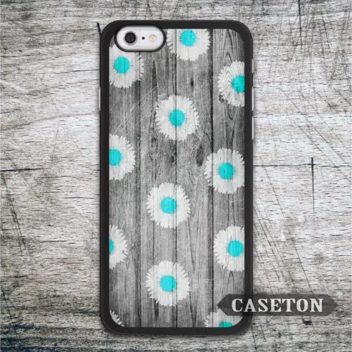 Water Blue Daisy With Wood font b Case b font For font b iPhone b font