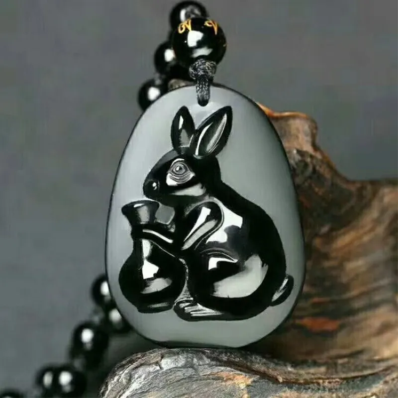 2018 Men Pendant Necklace Natural Obsidian Stone Jades Stone Zodiac Rabbit Pendant Gift for Men Women Fashion Jewelry
2018 Men Pendant Necklace Natural Obsidian Stone Jades Stone Zodiac Rabbit Pendant Gift for Men Women Fashion Jewelry