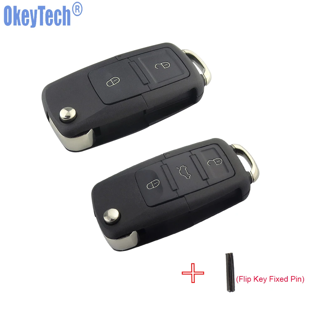 OkeyTech 2 3 Buttons Folding Flip Key Shell Car Key Replacement For VW Golf 4 5 Passat B5 B6 Polo Touran For Seat for Skoda Key