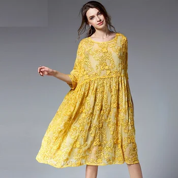 2018 New Spring Summer Dress Women Oversize yellow embroidery chiffon party Dresses female loose casual vintage plus size dress
2018 New Spring Summer Dress Women Oversize yellow embroidery chiffon party Dresses female loose casual vintage plus size dress
