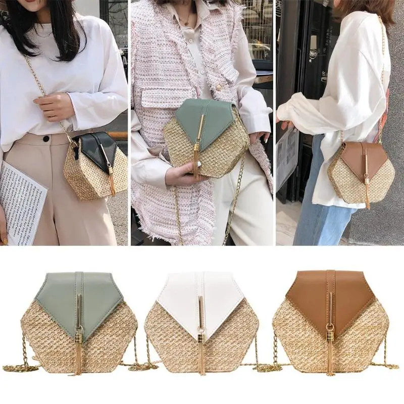 Hexagon Style Straw Shoulder Bag Female Summer Rattan Bag Handmade Woven Beach Bohemia bolsa feminina chain Crossbody classicbag
Hexagon Style Straw Shoulder Bag Female Summer Rattan Bag Handmade Woven Beach Bohemia bolsa feminina chain Crossbody classicbag