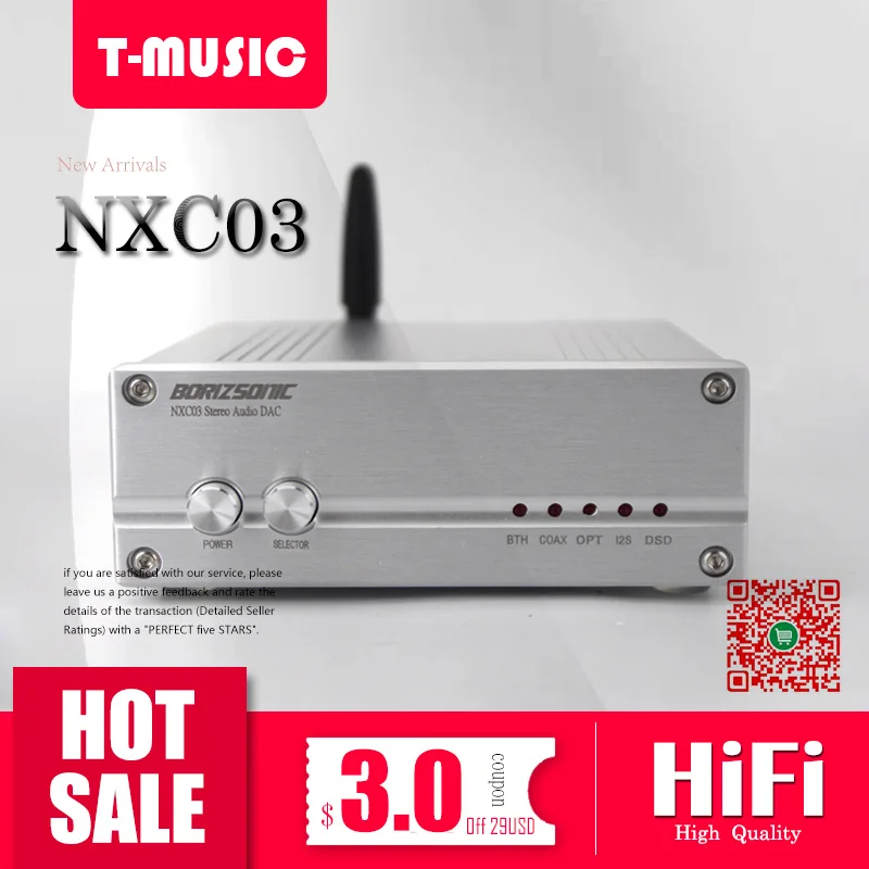 2019 NXC03 ES9038Q2M XMOS XU208 USB DAC W/ Bluetooth 5.0, Support DSD DOP / 32Bit -384K
2019 NXC03 ES9038Q2M XMOS XU208 USB DAC W/ Bluetooth 5.0, Support DSD DOP / 32Bit -384K