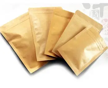 

200pcs/lot Food bags, Kraft paper aluminium foil bag Resealable Zip Lock Grip seal Food Grade 6*8cm