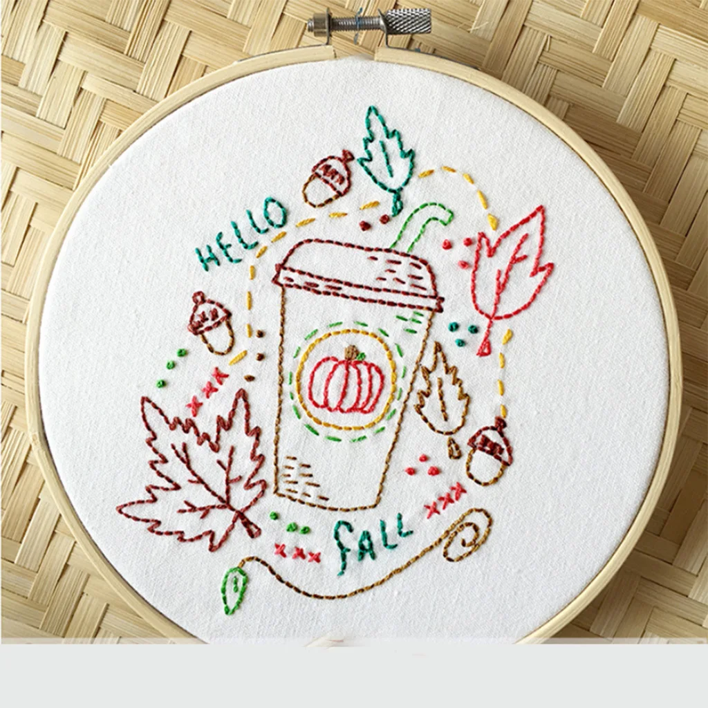 Embroidery Kit, Cartoon Hand Embroidery Cross Stitch Starter Needlepoint Crafts Kit with Cloth,Threads and Tools for Home Decor