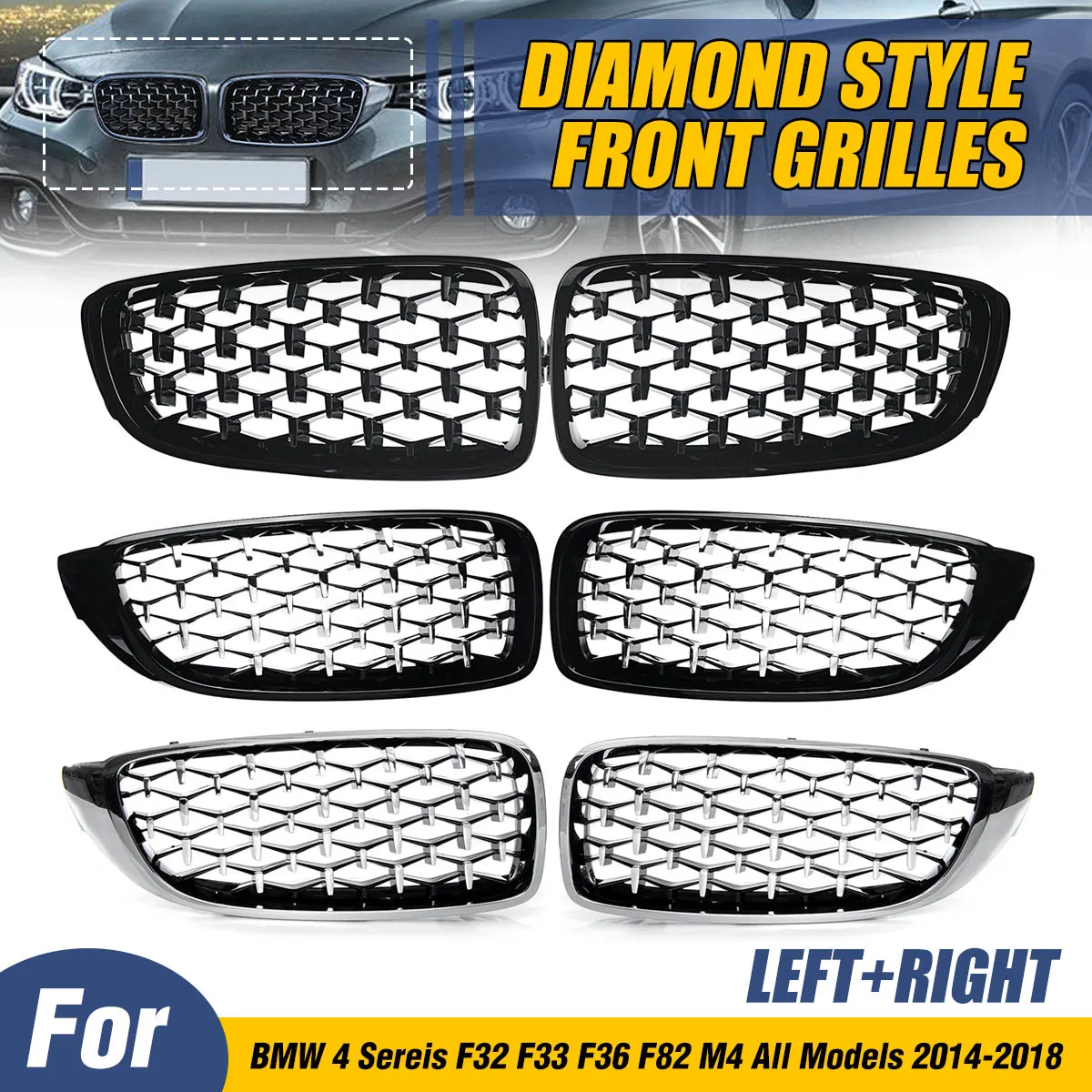 A Pair F32 F33 Grill Diamond Style Car Front Bumper Grill Grille For BMW 4 Sereis F32 F33 F36 F82 M4 2014 2015 2016 2017 2018
A Pair F32 F33 Grill Diamond Style Car Front Bumper Grill Grille For BMW 4 Sereis F32 F33 F36 F82 M4 2014 2015 2016 2017 2018