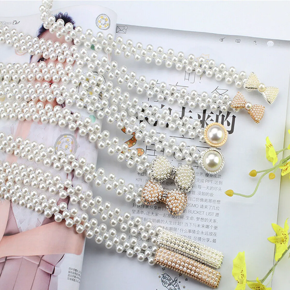 Women Pearl Belts 2019 Newest Fashion Stretch Buckle Metal Elastic Belt Waist Wide Girl Lady Hot Sale | Аксессуары для одежды