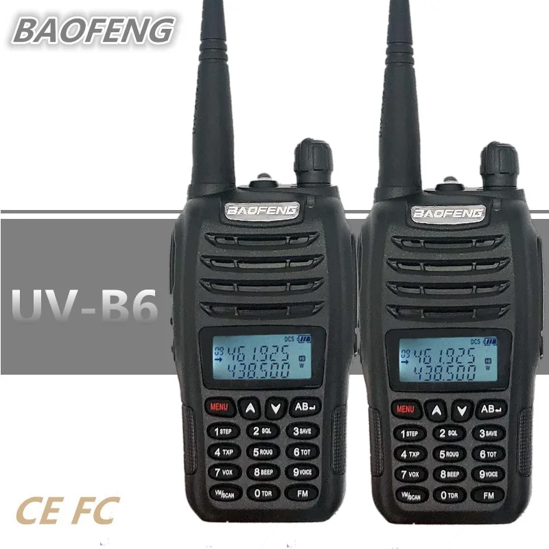 2 шт. BAOFENG UV B6 портативная Walky Talky 99CH UHF/VHF CB радиостанция Двухдиапазонная Ham Радио FM