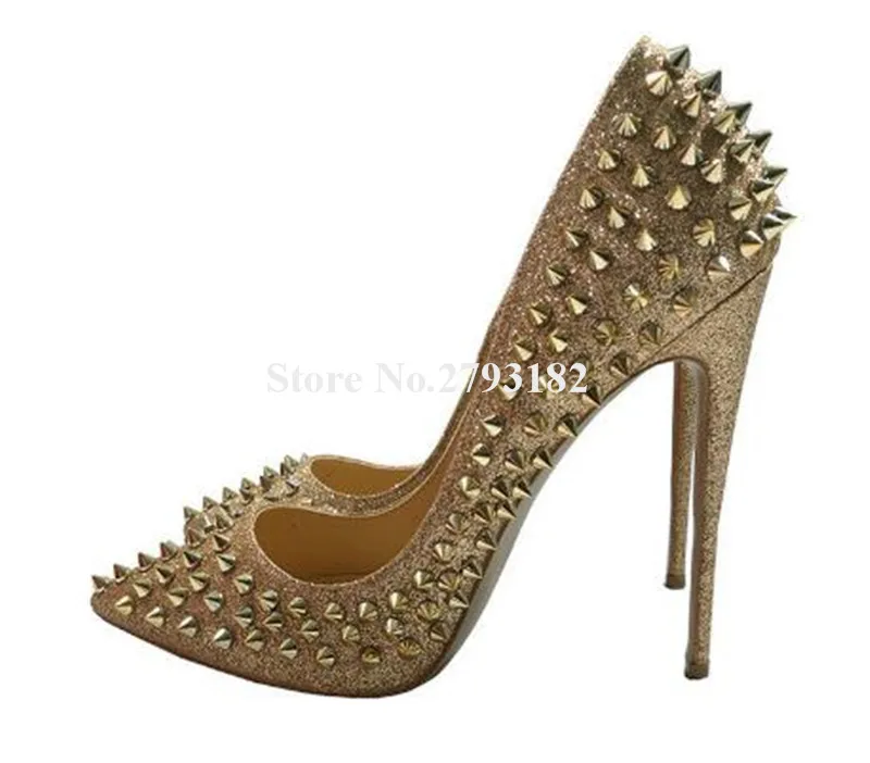 Women Classical Style Pointed Toe Gold Rivet Stiletto Heel Pumps 12cm Sequined Super High Heels Formal Dress Shoes
Women Classical Style Pointed Toe Gold Rivet Stiletto Heel Pumps 12cm Sequined Super High Heels Formal Dress Shoes