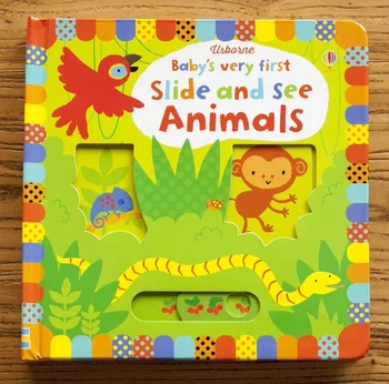 

Britain English 3D Usborne Baby's very first slide and see animals flip hole picture board book kids early education book toy