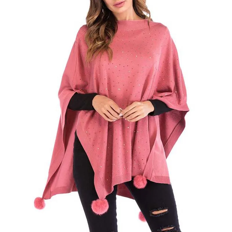 Women Cozy Warm Poncho Sweater Elegant Shawl Wrap with Cute Pompoms Knitting CapeKnitwear AM0163
Women Cozy Warm Poncho Sweater Elegant Shawl Wrap with Cute Pompoms Knitting CapeKnitwear AM0163