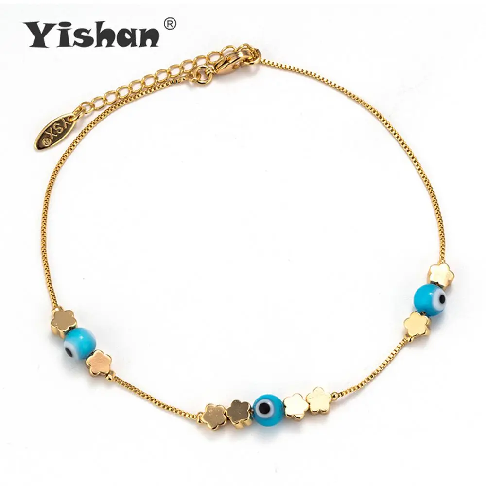 Yishan Copper Chain Flower Shape Bracelet Evil Eye Beads Anklet Summer Beach Foot Jewelry Accessories Pendant Fashion Style
Yishan Copper Chain Flower Shape Bracelet Evil Eye Beads Anklet Summer Beach Foot Jewelry Accessories Pendant Fashion Style