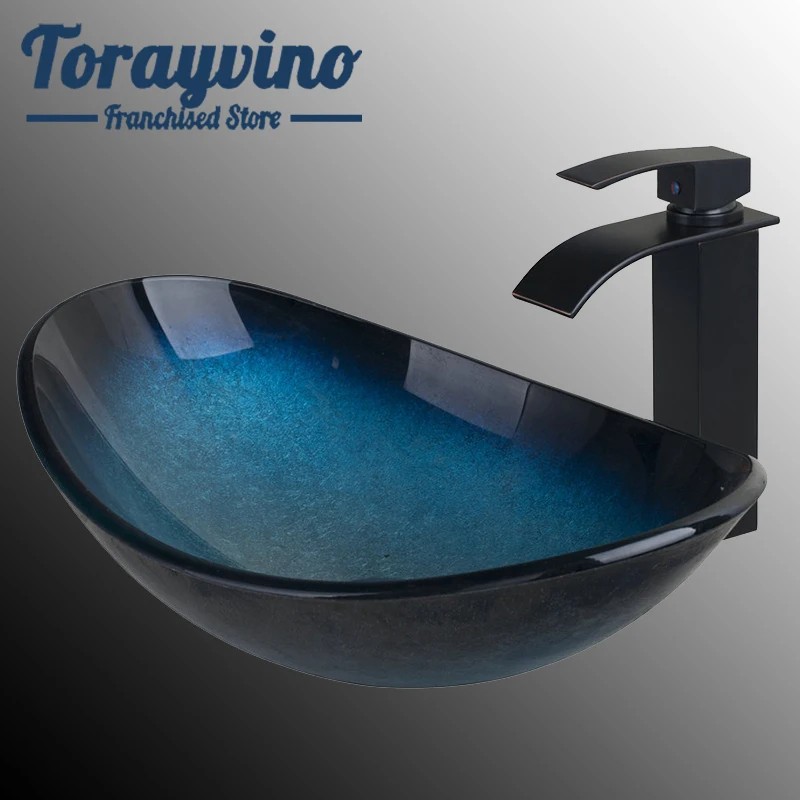 Torayvino Bathroom Wash Basin set lavabo Sink Tempered Glass Hand Painted Waterfall Taps Brass black Faucet Mixer sink Tap Set
Torayvino Bathroom Wash Basin set lavabo Sink Tempered Glass Hand Painted Waterfall Taps Brass black Faucet Mixer sink Tap Set