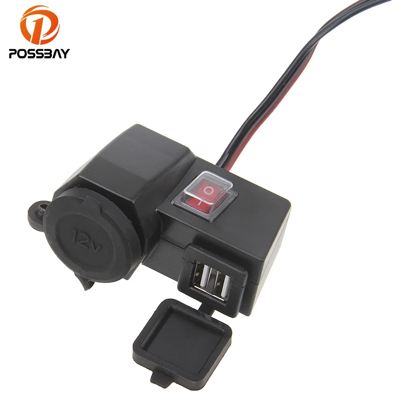 POSSBAY Black Waterproof Motorcycle Handlebar USB Charger Power Charging Adapter Cigarette Lighter Universal for Off-Road Motors
POSSBAY Black Waterproof Motorcycle Handlebar USB Charger Power Charging Adapter Cigarette Lighter Universal for Off-Road Motors