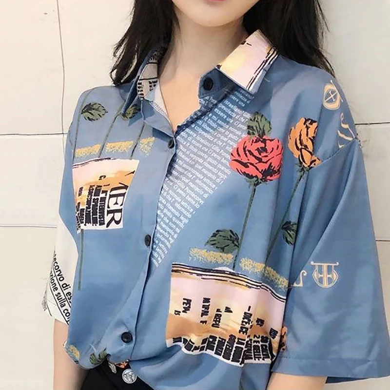 Summer Girls Retro Sweet Blouse Rose Print Short Sleeve Blouses Polo Shirts Women Floral Chiffon Blouse Loose Top Ladies
Summer Girls Retro Sweet Blouse Rose Print Short Sleeve Blouses Polo Shirts Women Floral Chiffon Blouse Loose Top Ladies