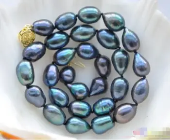 

Hot sale new Style >>>>> 17" 14mm peacock black rice freshwater cultured pearl necklace