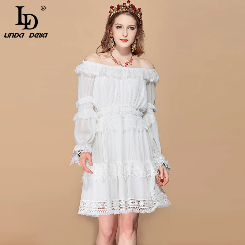 LD LINDA DELLA Fashion Runway Summer Holiday Party Dress Women's Sexy Slash neck Elastic Waist Casual White Elegant Dress
LD LINDA DELLA Fashion Runway Summer Holiday Party Dress Women's Sexy Slash neck Elastic Waist Casual White Elegant Dress