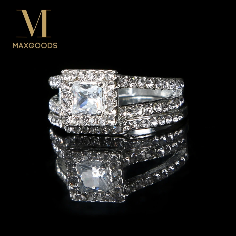 2 PCS/Set Rhinestone Fashion Women's Silver Plated Princess Cut Evening Wedding Bridal Fashion Rings Set
2 PCS/Set Rhinestone Fashion Women's Silver Plated Princess Cut Evening Wedding Bridal Fashion Rings Set