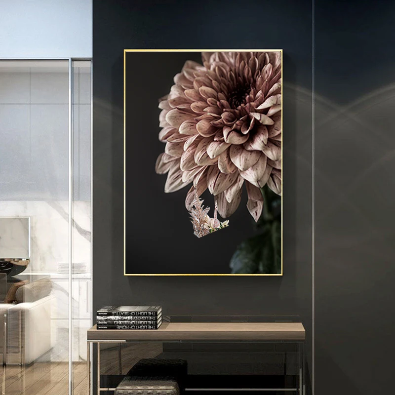 

Modern Pink Dahlia Floral Canvas Paintings Print Poster Gallery Wall Art Pictures POP Interior Bedroom Living Room Home Decor