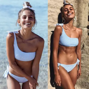 New 2018 Summer Women Push-up Padded Bra Bandage Off shoulder Striped Bikini Set Swimsuit e Swimwear Bathing
New 2018 Summer Women Push-up Padded Bra Bandage Off shoulder Striped Bikini Set Swimsuit e Swimwear Bathing