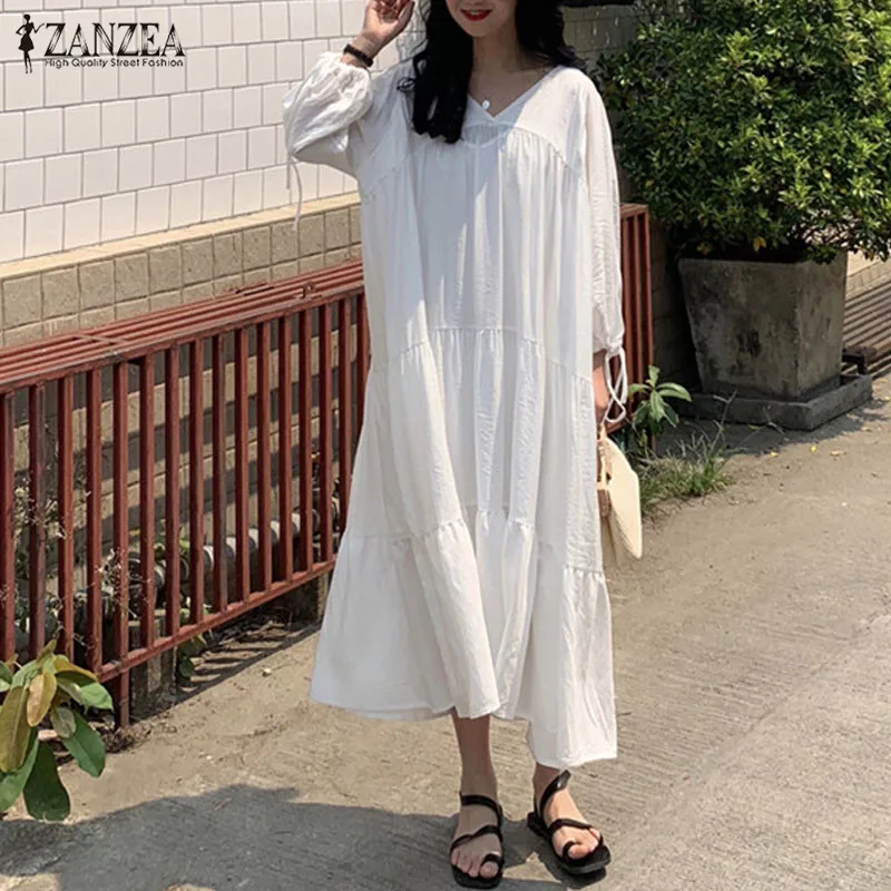 ZANZEA Women V Neck Long Sleeve White Dresses Casual Solid Beach Dress Summer Pacthwork Long Vestido Party Sundress Robe Femme
ZANZEA Women V Neck Long Sleeve White Dresses Casual Solid Beach Dress Summer Pacthwork Long Vestido Party Sundress Robe Femme
