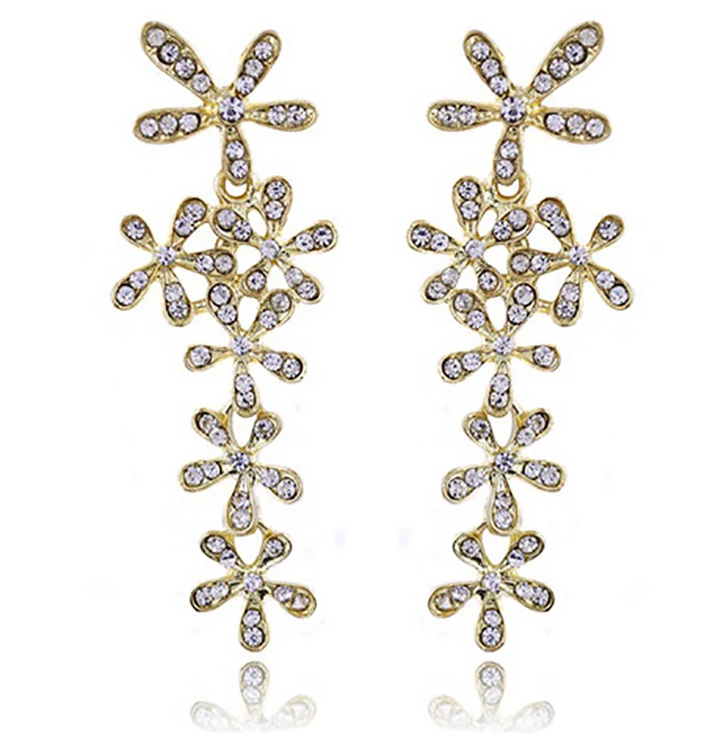 Exaggerated Snowflake Dangle Earrings for Women Flower Crystal Tassel Modern Creative Party Jewelry Best Gift Female | Украшения и