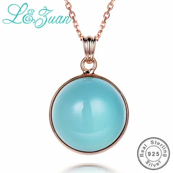 L&zuan Rose Gold 925 Sterling Silver Natural Chalcedony Pendant Blue Stone Round Necklace & Pendant for Woman Accessories 
L&zuan Rose Gold 925 Sterling Silver Natural Chalcedony Pendant Blue Stone Round Necklace & Pendant for Woman Accessories