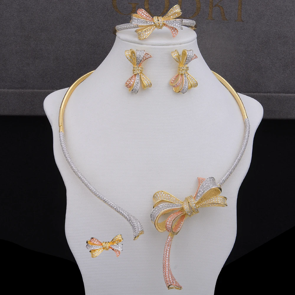 GODKI Luxury Bowknot African Choker Necklace Earring Set Jewelry Sets For Women Wedding Zircon CZ Dubai Bridal jewelry Sets 2018
GODKI Luxury Bowknot African Choker Necklace Earring Set Jewelry Sets For Women Wedding Zircon CZ Dubai Bridal jewelry Sets 2018